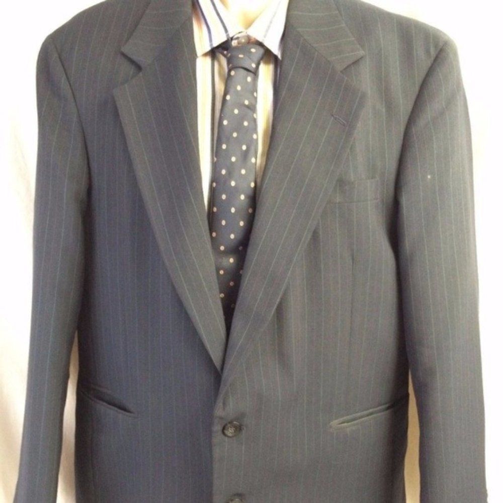 Reed St James Sport Coat + Tie‎ Pinstripe Blue 42L